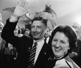 Dries van Agt op verkiezingssbijeenkomst CDA Tweede Kamerverkiezingen 1981